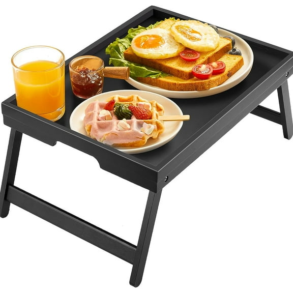 Bed Tray Table with Folding Legs Wooden Serving Breakfast in Bed or Use As a Platter Tray by