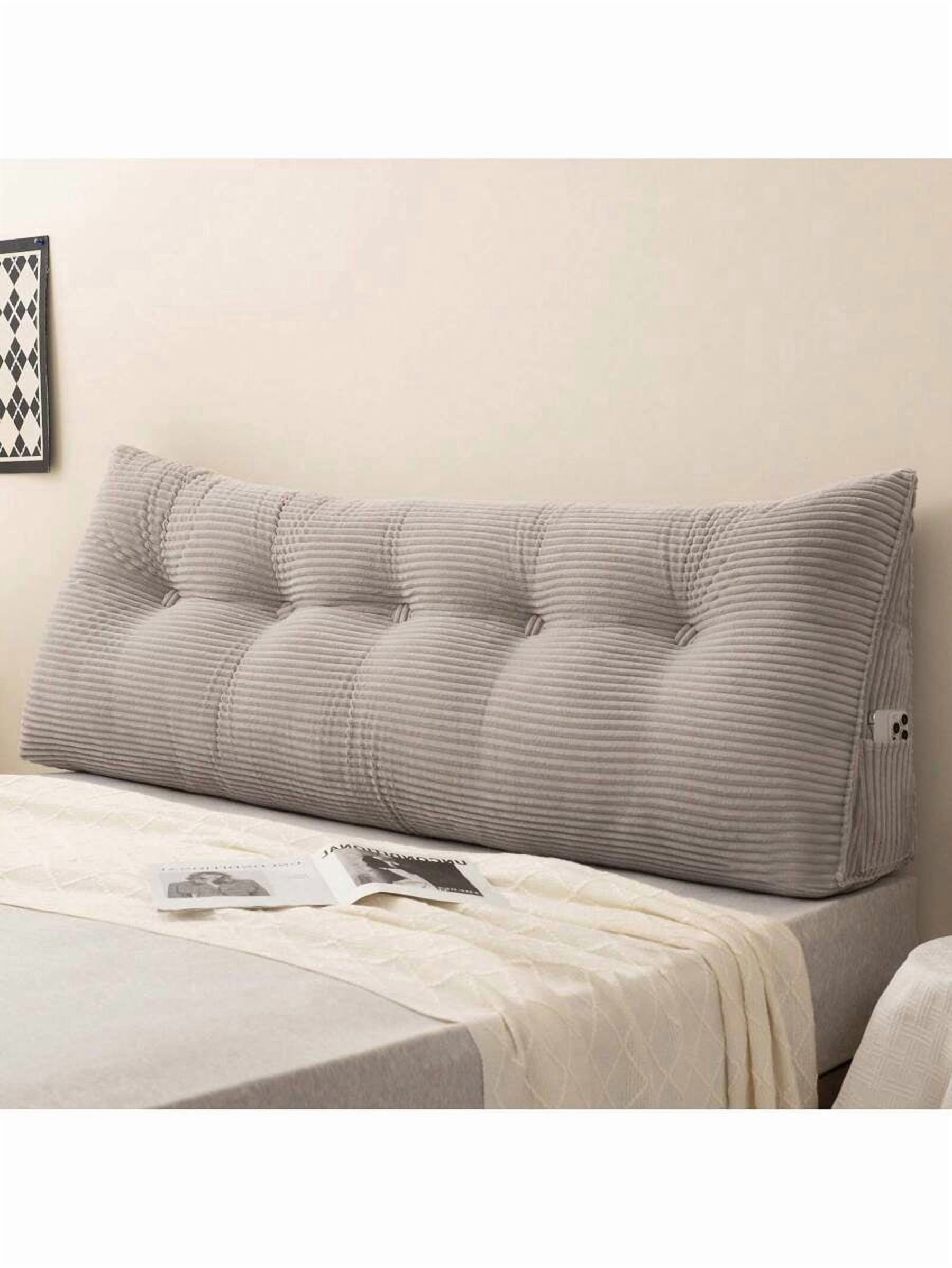 Bed Triangular Headboard Pillow Wedge Body Support Pillow Reading Pillow Full Filling Backrest Positioning Support Bolster Lumbar Cushion Removable Cover With Side Pockets Twin Queen King Size For