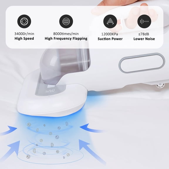 Bed Vacuum Cleaner, Mattress Vacuum Cleaner Powerful Suction, Handheld Couch Cleaner Machine Deep Cleaner for Bed Cleaning, Sheet, Fabric Sofa Vacuuming (White)