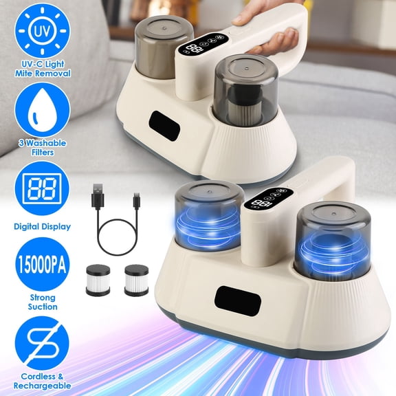 Bed Vacuum Cleaner with UV-C Light and 72000 Times Tapping for Mite Removal