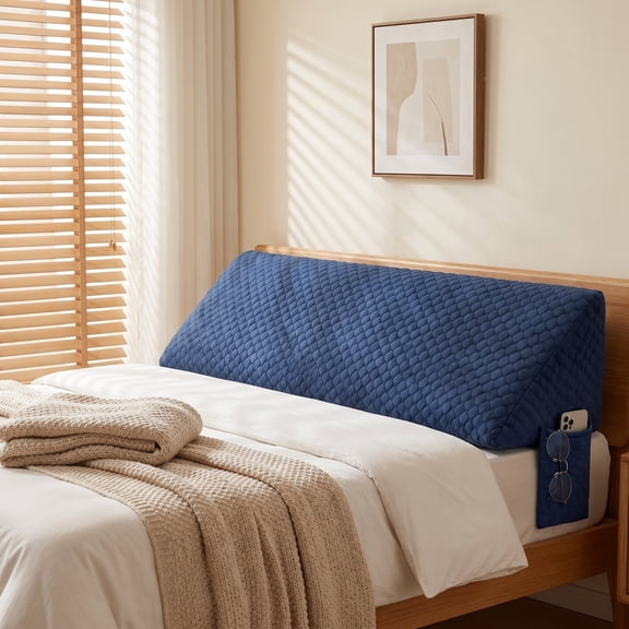 Bed Wedge Cushion | Mattress Gap Block, Headboard Spacer Pillow, Works for 0–7 Inch Spaces Between Your Mattress, Wall and Headboard, Back Rest Pillow for Sleeping(blue-short)