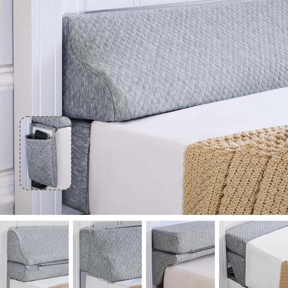 Bed Wedge Gap Filler King Size, Wedge Pillow for Headboard Gap, Foldable Mattress Gap Filler Close The Gap (07") Between Headboard and Mattress, Bed Crack Pillow, 76106 in, Light Gray