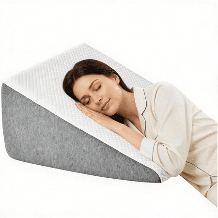 Bed Wedge Pillow, 12 Inch Wedge Pillow for Neck Pain Relief and Acid Reflux, Body Pillow for Post Surgery Support and Sleeping Comfort, Helps with Snoring and Back Pain Relief