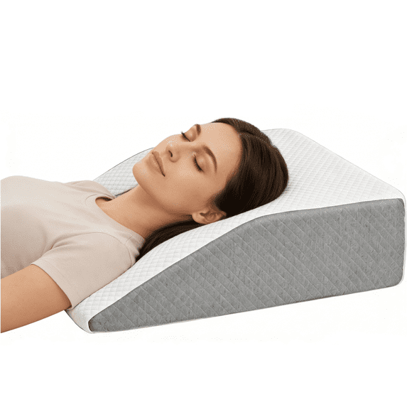 Bed Wedge Pillow, 7 Inch Wedge Pillow for Neck Pain Relief and Acid Reflux, Body Pillow for Post Surgery Support and Sleeping Comfort, Helps with Snoring and Back Pain Relief