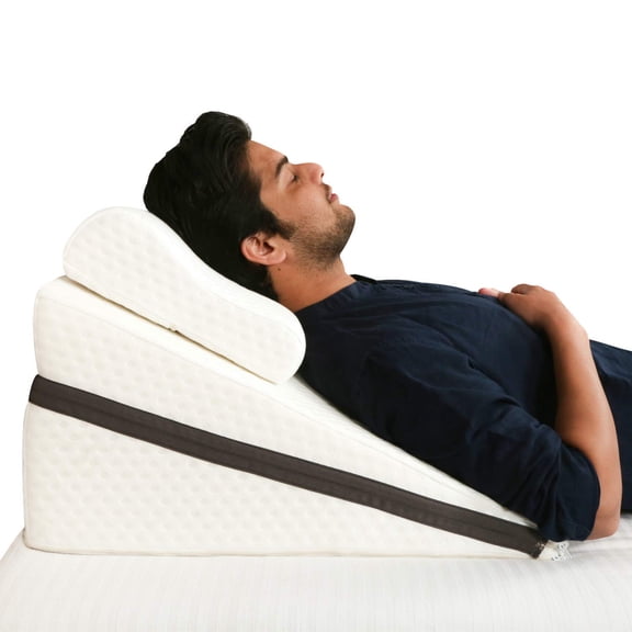 Bed Wedge Pillow For Acid Reflux Gerd, For Back Support & Restful Sleep, White, Size - 24 X 24 X 12 Inches | Medium Firm Support - Medical-Grade Supportive Sponge, Soft Pillow