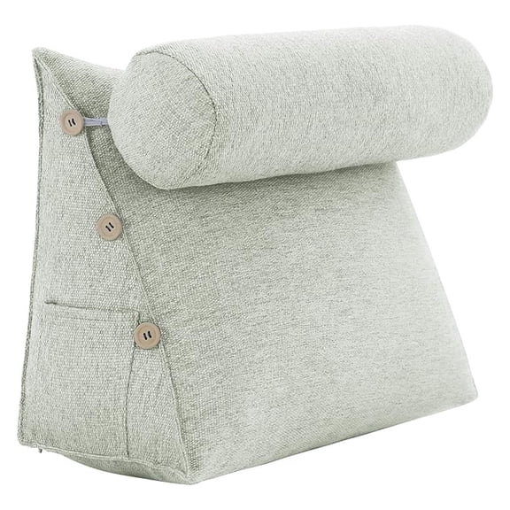 Bed Wedge Pillow Adjustable, Reading Pillows for Bed, Back Support Cushions for Sitting Up, Triangular Bedrest with Linen Cover, White 23.5"