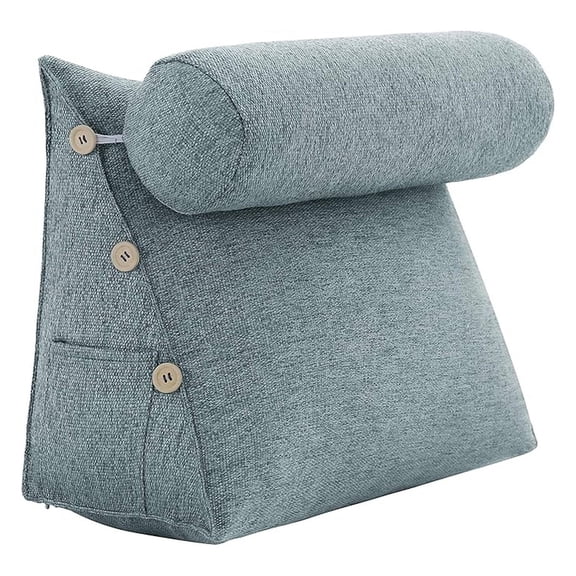 Bed Wedge Pillow Adjustable Reading Throw Cushions for Sleeping Triangular Bedrest Lumbar Neck Back Support Pillows with Removable Linen Cover, 23.5 Inches Grey