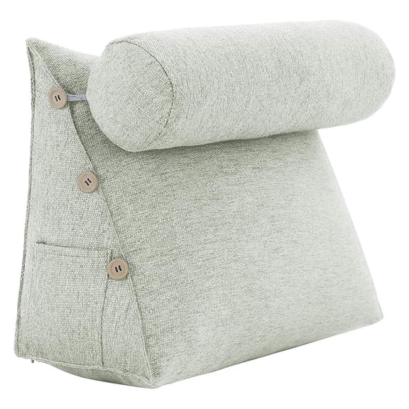 Bed Wedge Pillow Adjustable Reading Throw Cushions for Sleeping Triangular Bedrest Lumbar Neck Back Support Pillows with Removable Linen Cover, White 23.5 Inches