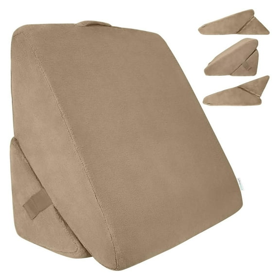 Bed Wedge Pillow - Folding Memory Foam Incline Cushion System for Back and Legs - Triangle Shaped for Reading, Support - Washable