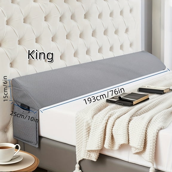 Bed Wedge Pillow for Headboard - Bed Gap Filler Mattress Wedge,  Machine Washable Foam Wedge Pillow for Back Support, Post-Surgery Recovery, Pregnancy, Acid Reflux Relief