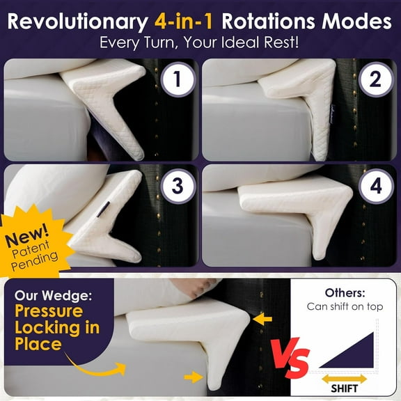 Bed Wedge Pillow for Headboard Gap Up to 7", Triangle Gap Filler for Bed, Mattress Wedge Gap Filler, Headboard Space Filler, Corner Pillow, White Twin 39"