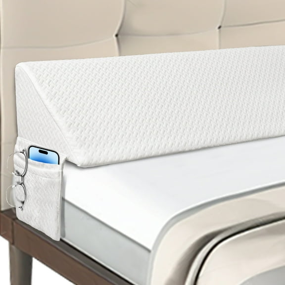 Bed Wedge Pillow - Headboard Pillow Fill The Gap 0-8" Between Headboard and Mattress, White, L