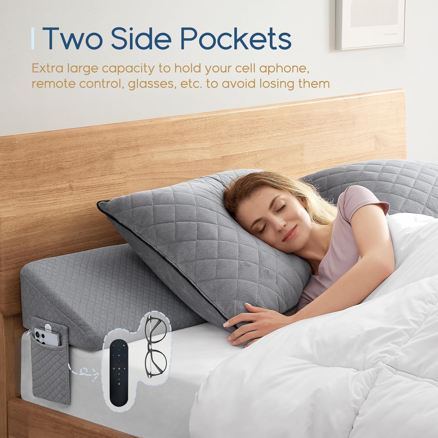 Bed Wedge Pillow for Headboard Upgraded Bed Gap Filler Full（54"x10"x6