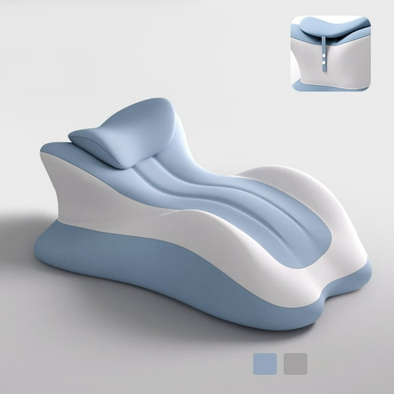 Bed Wedge Pillow for Reading, Relaxing & Prone Phone Use, Memory Foam Backrest Pillow Supportive for Sitting Up in Bed, Leg Elevation, Back Pain Relief, Washable Removable Cover, Blue/Gray