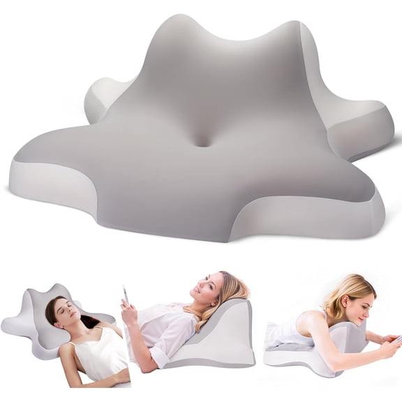 Bed Wedge Pillow for Reading and Sleeping, Contour Memory Foam Orthopedic Support for Neck, Shoulder & Back Pain Relief, Multi-Position Cushion for Pregnancy, Leaning, Lying and Prone Position, Blue