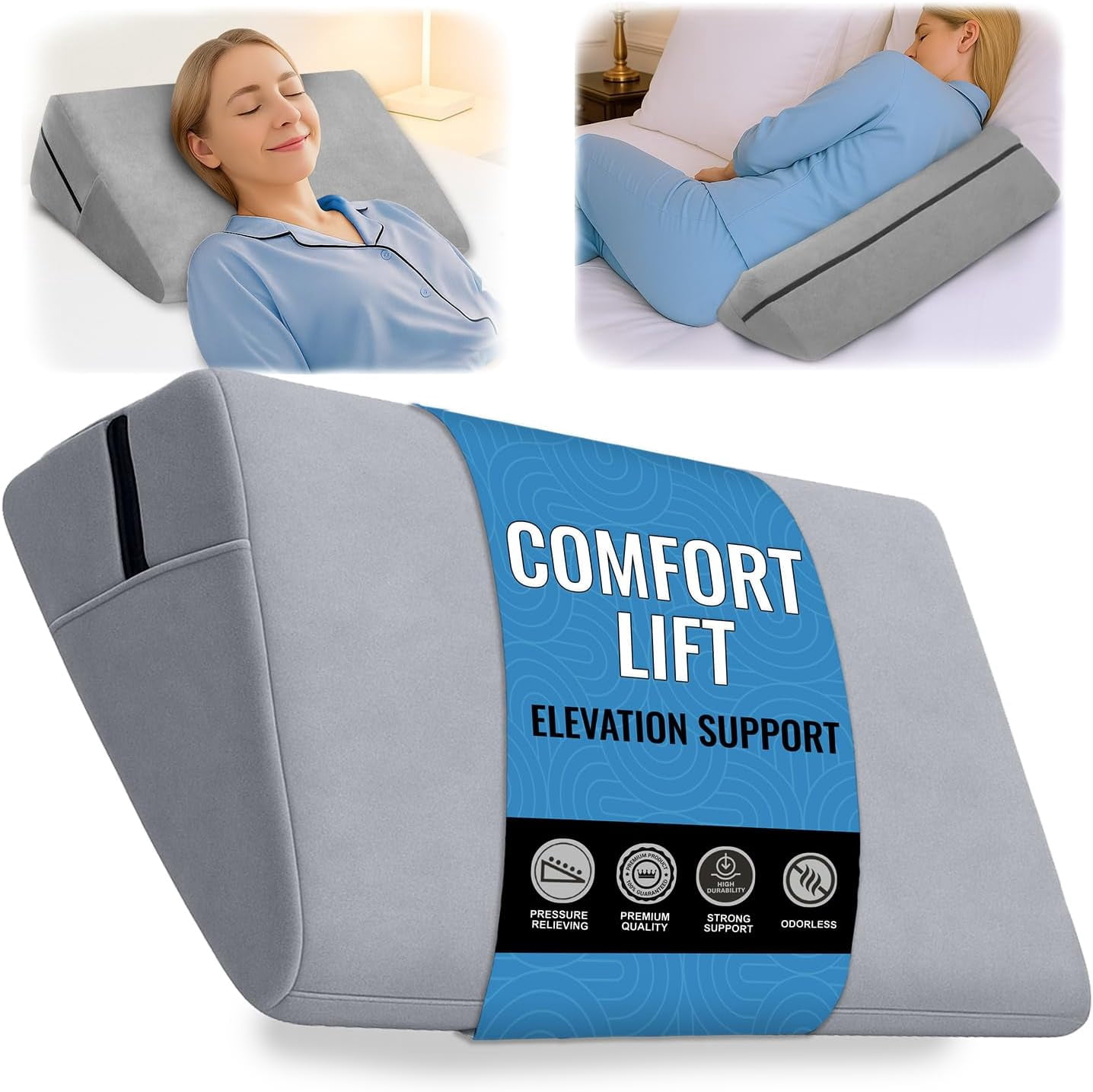 Bed Wedge Pillow for Sleep Apnea, GERD Acid Reflux Snoring Relief ...