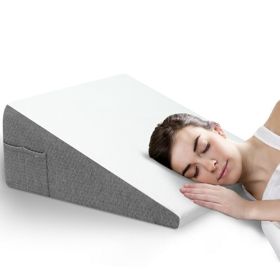 Bed Wedge Pillow Sleeping, 10 Inch Elevated Support Triangle Pillow for Reading and Rest, Legs and Back Support with Washable Cover