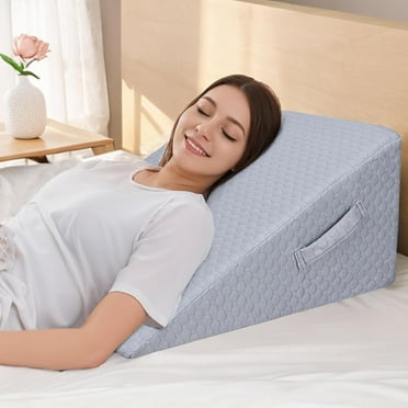 Bed Wedge Pillow for Sleeping, Elevated Wedge Pillow for Sleep Apnea with Air Layer Washable Cover, 12Inch Foam Wedge Triangle Pillow for Acid Reflux, Gerd, Snoring and After Surgery, Grey