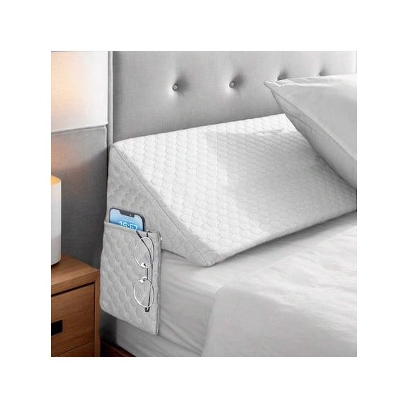 Bed Wedge Pillow for Sleeping, Ergonomic Triangle Foam Headboard Cushion for Acid Reflux and Snoring, Breathable Soft Dual Layer Reading Support Pillow, 1pc