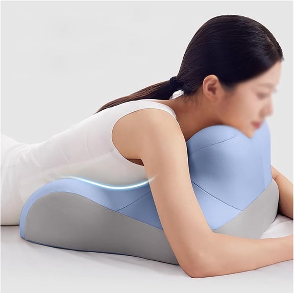 Bed Wedge Pillow for Sleeping, Memory Foam Pillows with Small Adjustable Headrest, Multifunctional Face Down Prone Pillow with Washable Cover for Gamers, Readers