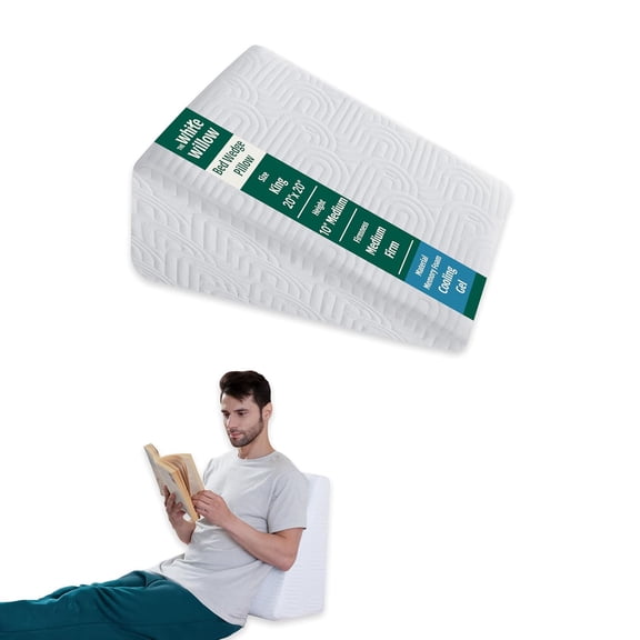 Bed Wedge Pillow For Sleeping, Multipurpose Use, White, King Size - 20 L X 20 W X 10 H Inch | Medium Height Pillow, Memory Foam Pillow, Removable Pillow Cover, Eco-Friendly
