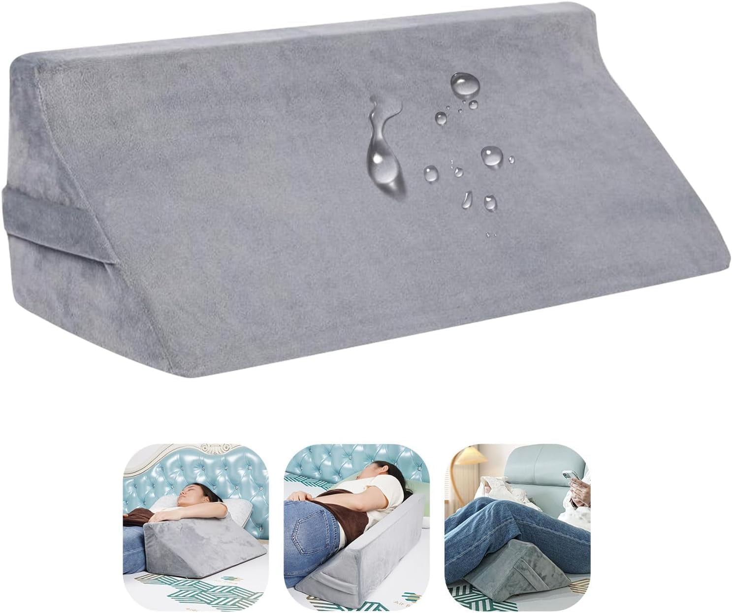 Bed Wedge Pillow for Sleeping & Post Surgery Recovery - Waterproof Positioning Wedge Pillows for Back,Hip & Leg Pain Relief, bed sore Support,Ideal for Side Sleepers,Seniors &Bedridden Patients 23.6"