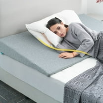 CHARRYARN By TexStead Mattress Riser Bed Wedge Pillow with Memory Foam Top,   Wedge Mattress Elevator with Washable Cover,Twin, Grey, 5.5 Inch