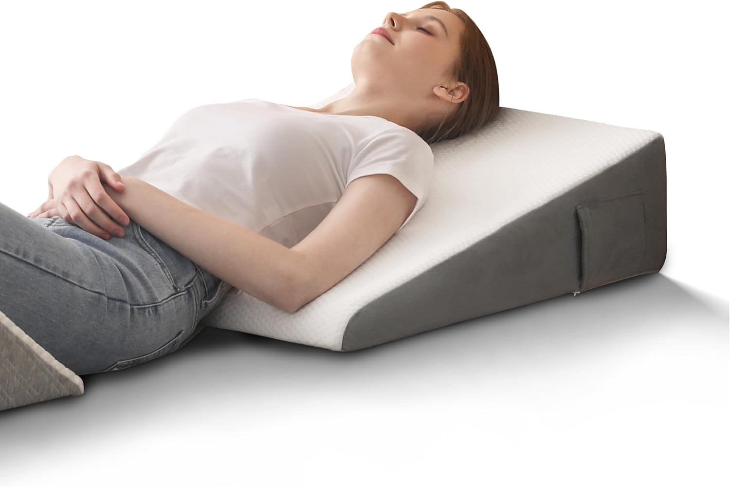 Bed Wedge Pillow with Memory Foam Top Chic Jacquard Cover Wedge Pillow