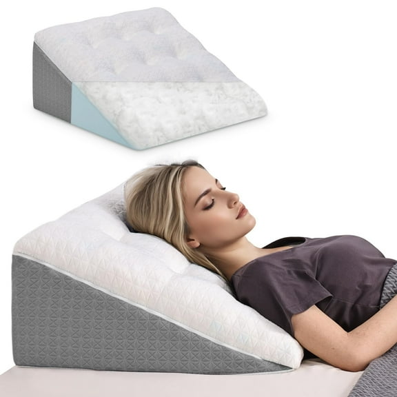 Shinnwa Wedge Pillow for Sleeping with Tufed Memory Foam Top Dual-lyer Triangle Pillow Body Positioner Elevate Cushion for Head, Back, Leg
