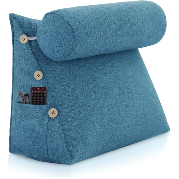 Bed Wedge Reading Pillow, Adjustable Reading Throw Cushion Triangular Pillow Wedge Couch Pillow for Lumbar Neck Back Support Pillow with Removable Linen Cover