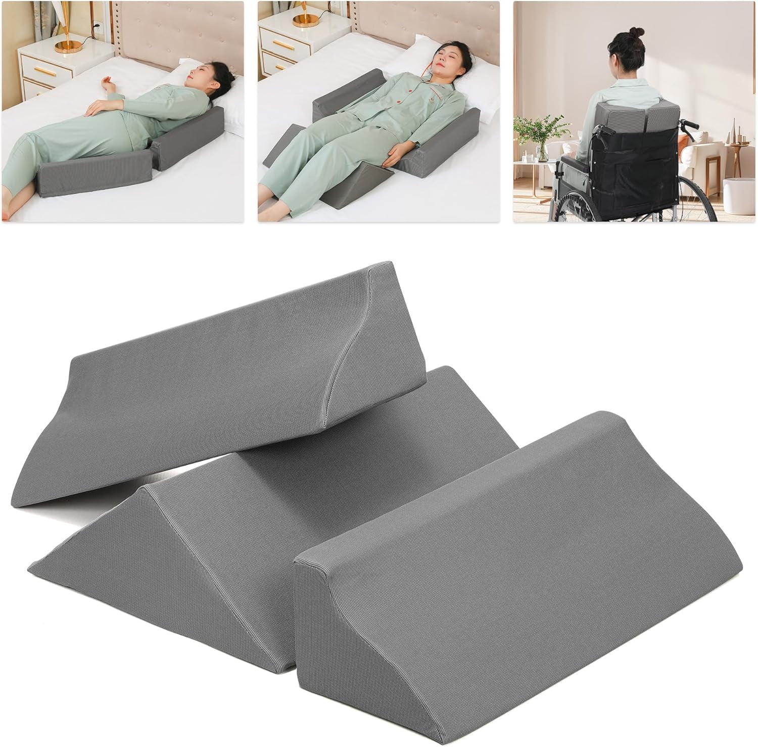 Bed Wedges & Body Positioners (3 in 1), 40 Degree Wedges for Bed Positioning,Positioning Pillows for Elderly, Wedge Pillow for Bed Sores, Side Sleeping, After Surgery, Knees Elevated,Back Pain
