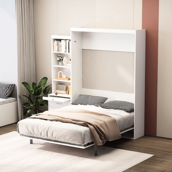 Bed With Shelf For Bedroom - Stable Metal Frame And Plywood Or Guestroom Stylish
