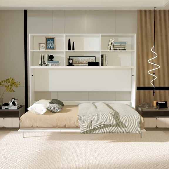 Bed With Storage Shelf For Twin - Modern, White, Space Optimizer Twin, Saver