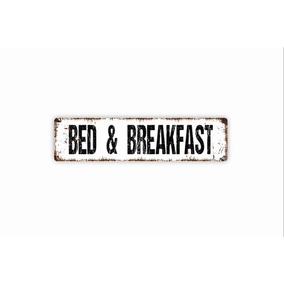Bed and Breakfast Sign - Guests Hotel Motel Vacation Rental Rustic Street Metal Aluminum Sign or Door Name Plate Plaque - Size: 16 x 4 Inches