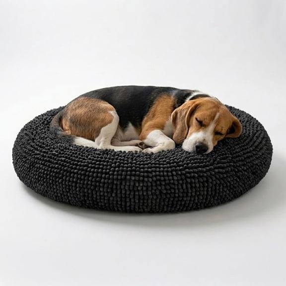 Cloud K-9 Bed for Dogs & Cats, Soft & Relaxing Round Dog Bed, Chenille Material, Removable Cover, Washable & Dryer Safe–Grey Medium(35'x35')