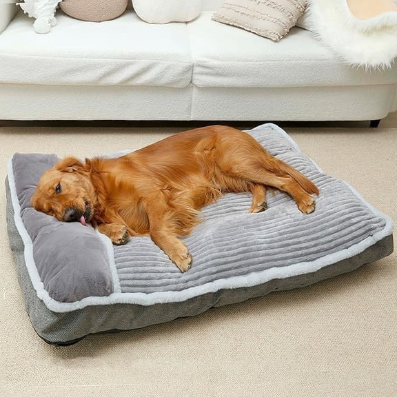 Bed for Large Dogs,  Mattress with Pillow for Crate Kennel, Sofa pet Bed,  Soft pet Bed for Medium, , Small Dogs Breeds Grey, Medium:(30"x20 x3)