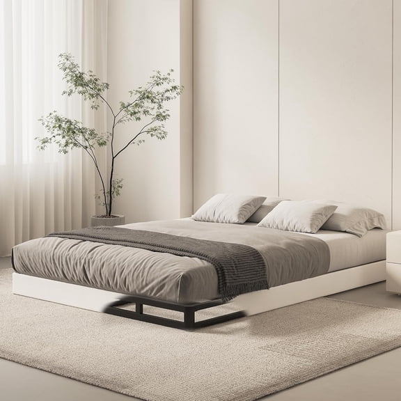 Bed frame, 5inch low-profile design, 1500-pound load-bearing heavy-duty metal mattress base, with fabric cover, easy to assemble, silent and non-slip