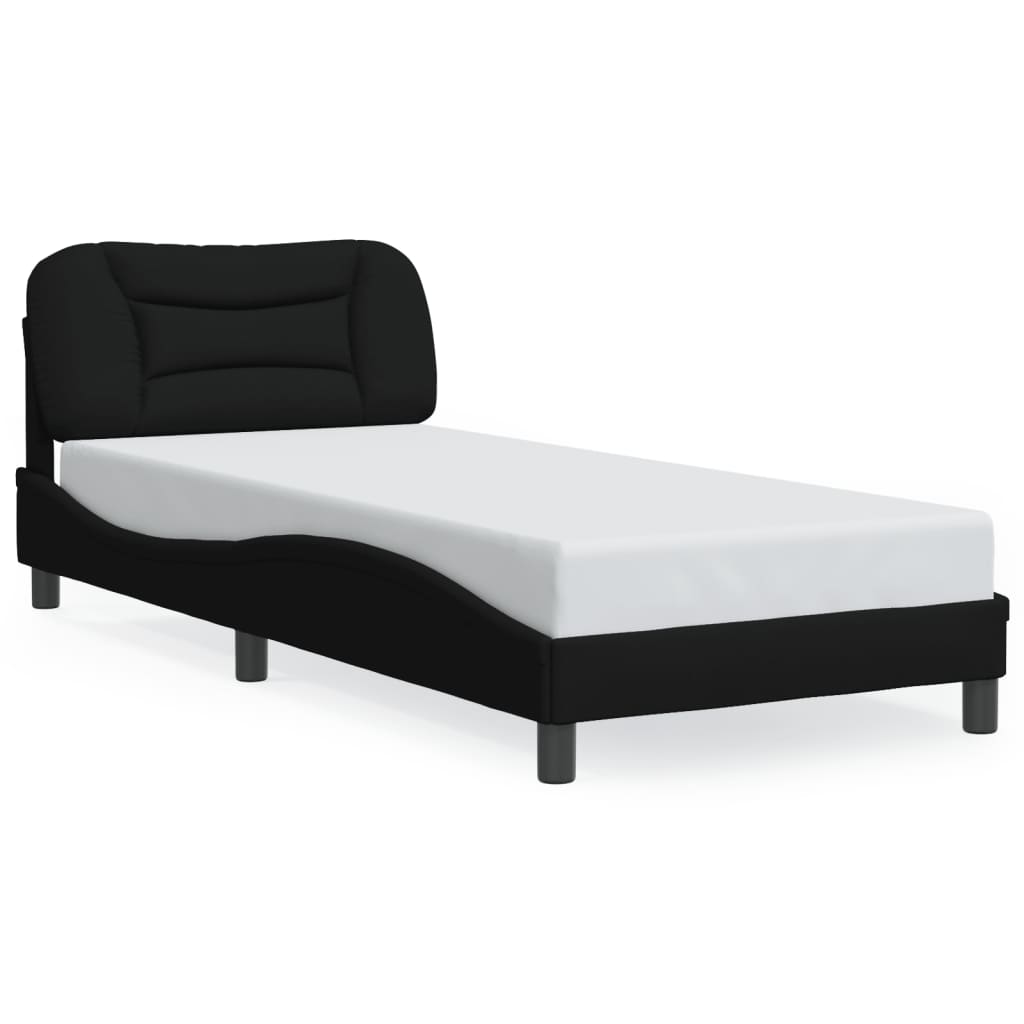 Bed frame with LED black 90x190 cm fabric