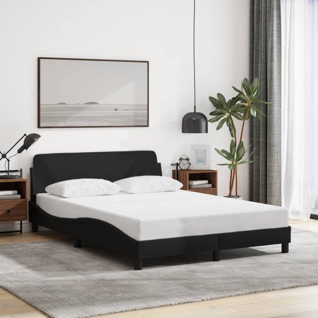 Bed frame without mattress black 140x190 cm fabric