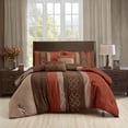 thumbnail image 1 of Bed-in-a-Bag 9-pieces Nekana Brunt Orange Comforter and Sheet Set Queen Size Brown Bed in Bag, 1 of 9