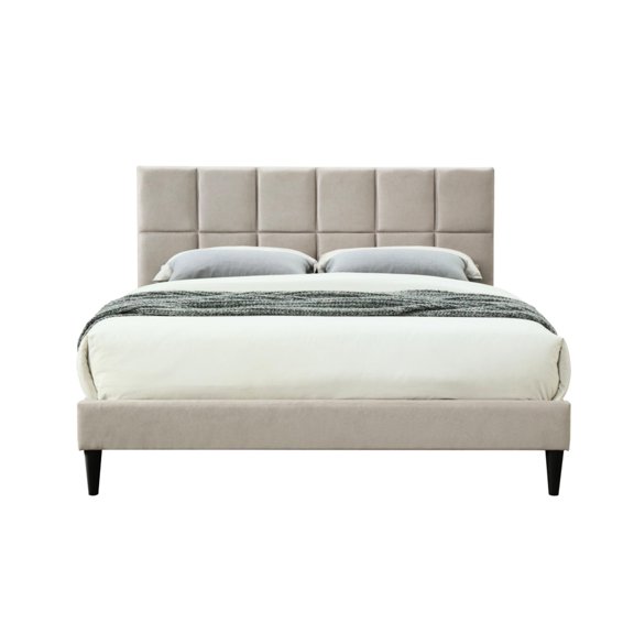 Bed in a Box with USB Charging - Queen Size, Squares Design, Light Gray for Cosy Sleep