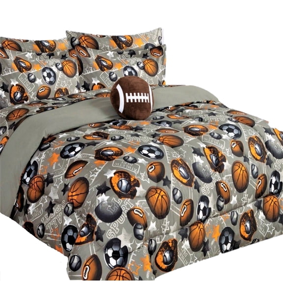 Bed in bag Comforter Football for kids with matching sheet set and pillow plush toy super soft girl boy print design in TWIN size
