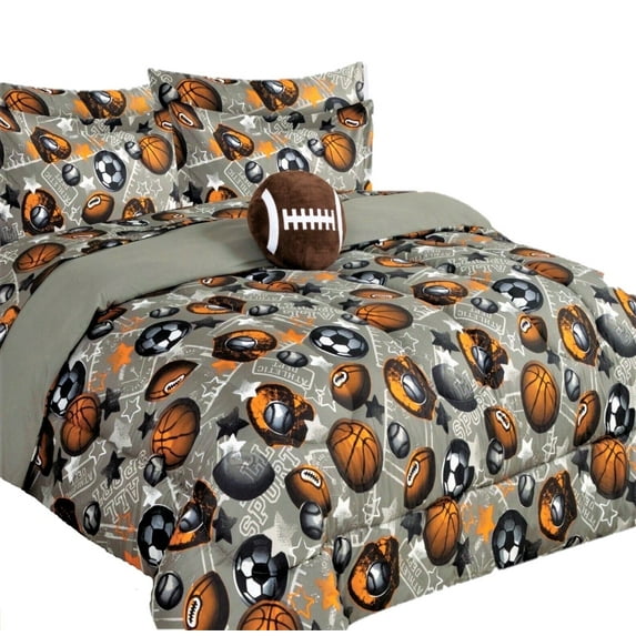 Bed in bag Comforter Football for kids with matching sheet set and pillow plush toy super soft girl boy print design in TWIN size