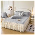thumbnail image 1 of Bed skirt bedspread with ruffles, thickening bed sheet satin plain thickening fitted sheet, wrinkle-resistant and fade-resistant, 1 of 6