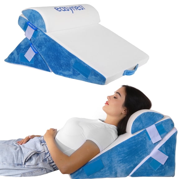 REATHLETE 3-Piece Modular Bed Wedge Pillow Set, Adjustable Memory Foam Support Pillow for Sleeping, Reading & Relaxing, Non-Slip Base, Washable Cooling Cover