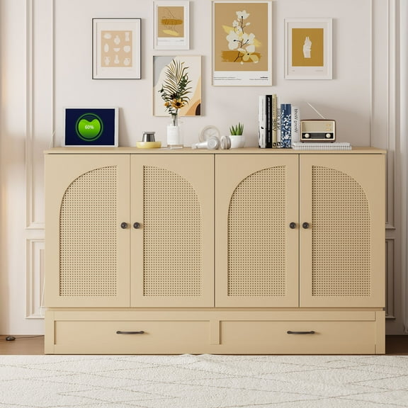 Bed with Large Drawers, Gold