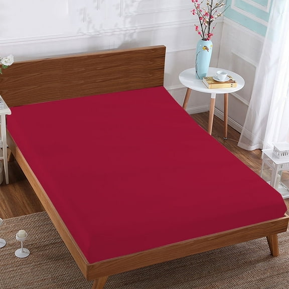 BedDecor 400TC 100% Egyptian Cotton 1 Pcs Fitted Sheet 15 Inches Solid Hot Pink Color Full Size