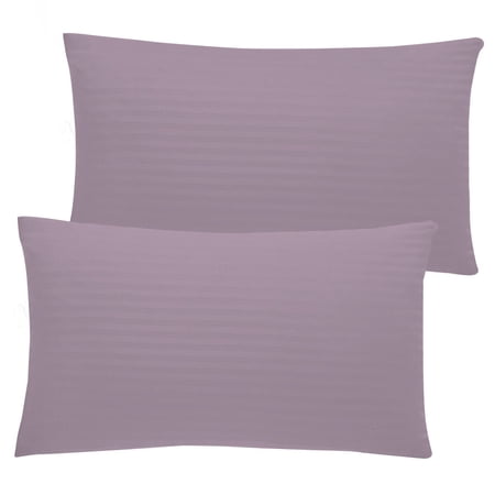 BedDecor 100% Egyptian Cotton 600TC 2PC Pillow Case Stripe Lilac King