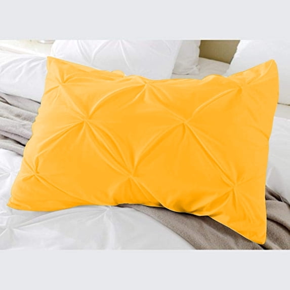 BedDecor 100% Egyptian Cotton 600TC 2PC Pinch Pillow Sham Solid Orange King