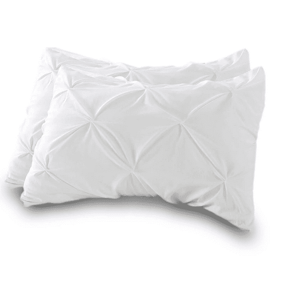 BedDecor 100% Egyptian Cotton 600TC 2PC Pinch Pillow Sham Solid White Standard